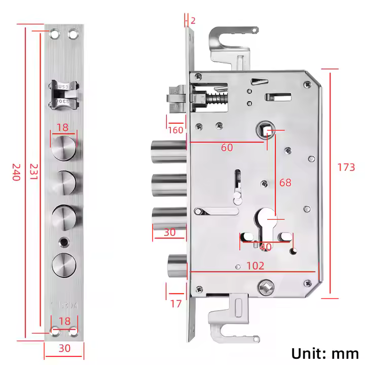 smart door lock cylinder type mortise measurement size